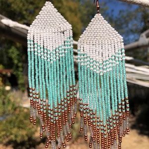 Handmade beaded fringe earrings
